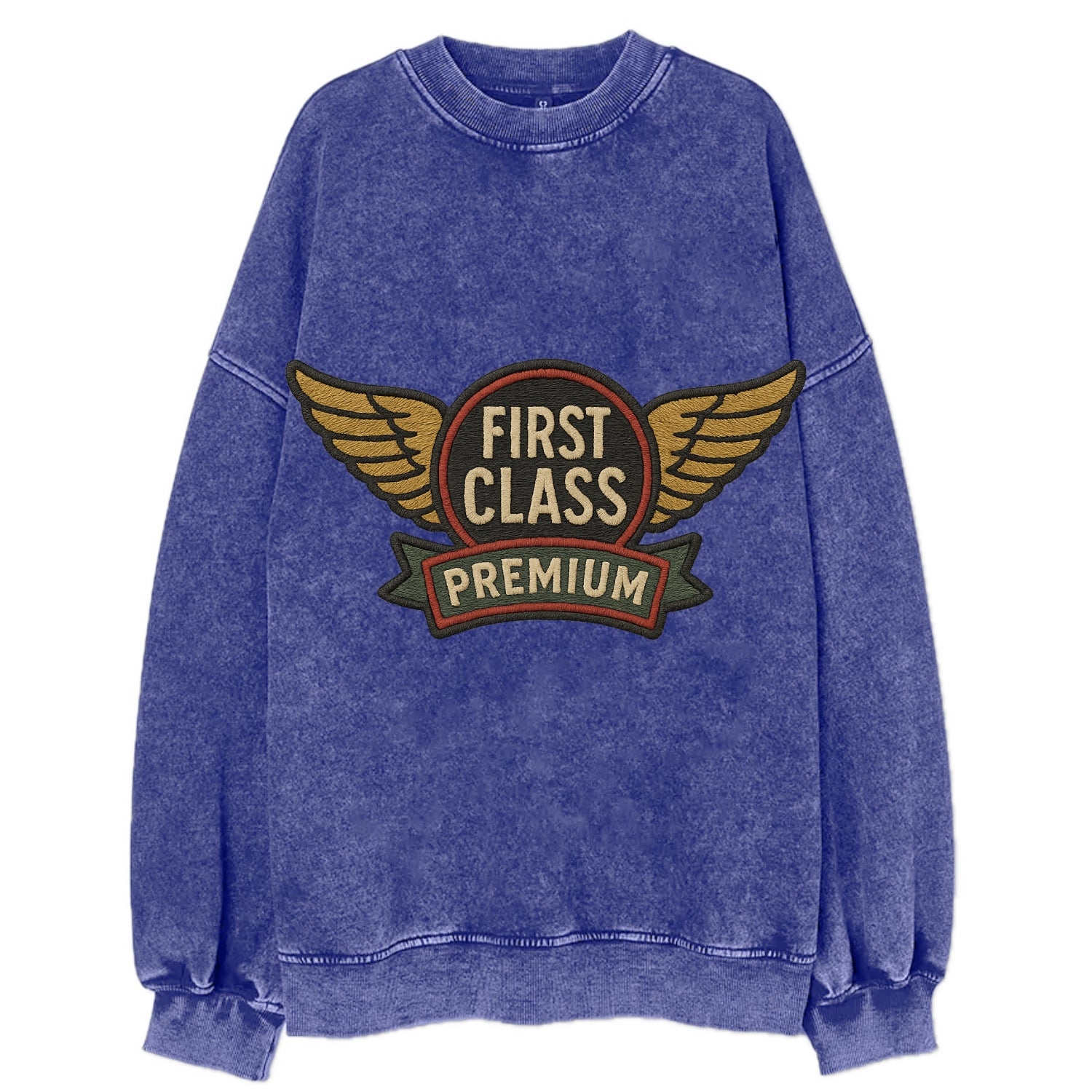 First Class Emblem  - Vintage Sweatshirt - Blue