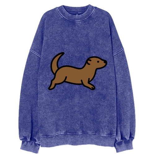 Otter - Brown sleek swimming pose flat side profile - Vintage Sweatshirt