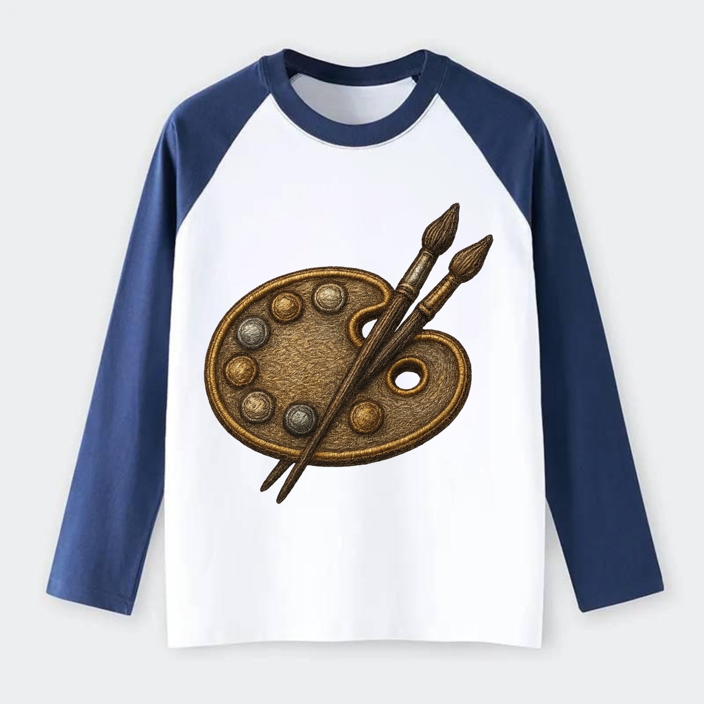 Artist palette with brushes - painter emblem - Raglan Long Sleeve T-Shirt - Blue