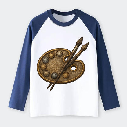 Artist palette with brushes - painter emblem - Raglan Long Sleeve T-Shirt - Blue