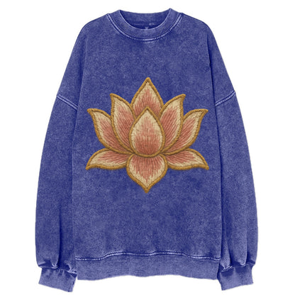 Lotus Flower - Vintage Sweatshirt - Blue