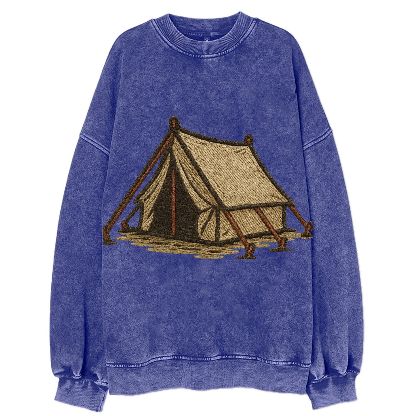 Camping Tent  - Vintage Sweatshirt - Blue