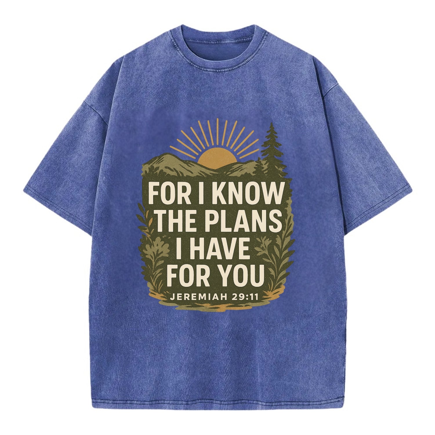 Jeremiah 29:11 Sunrise - Vintage T-shirt - Blue