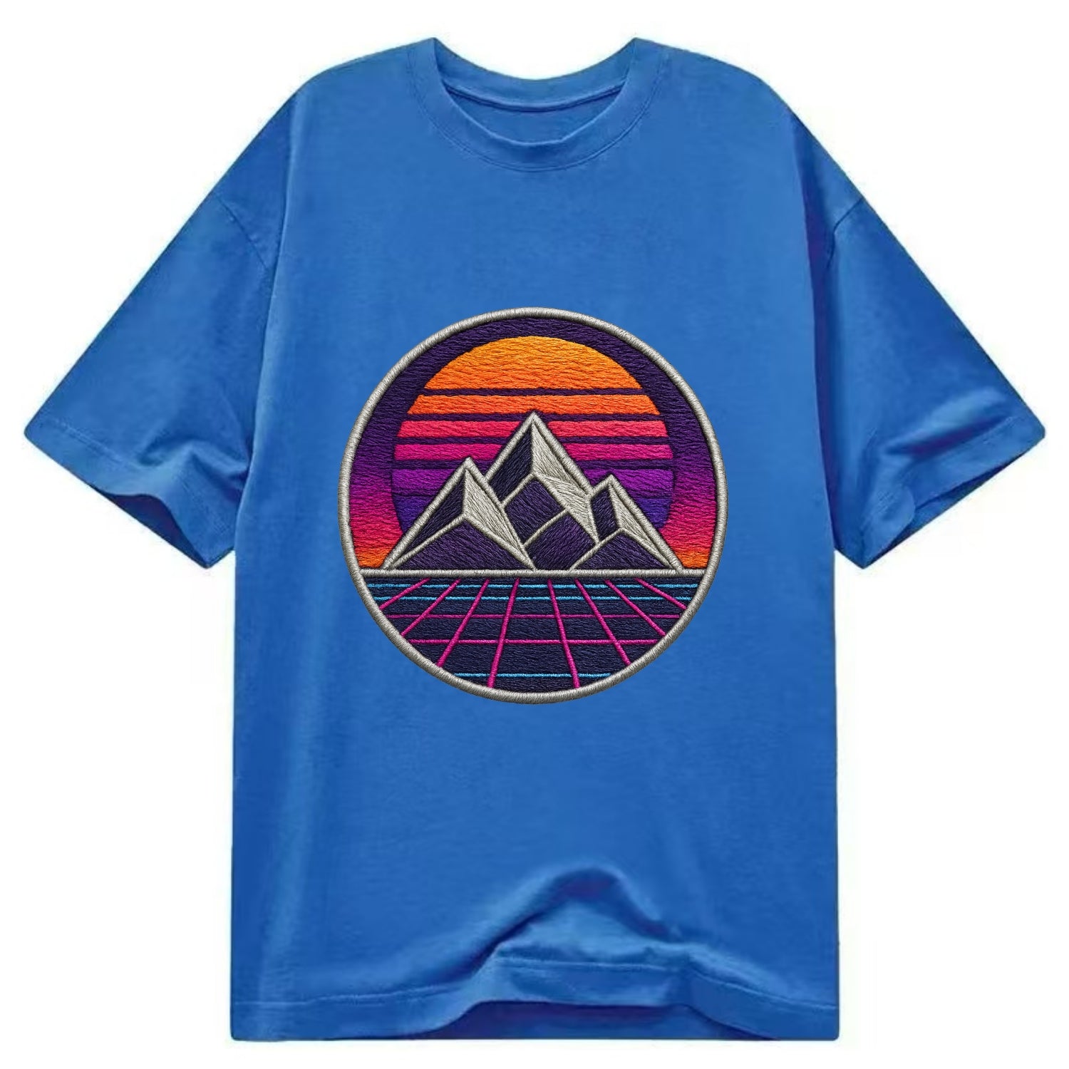 Retrowave Mountains - Classic T-shirt - Blue