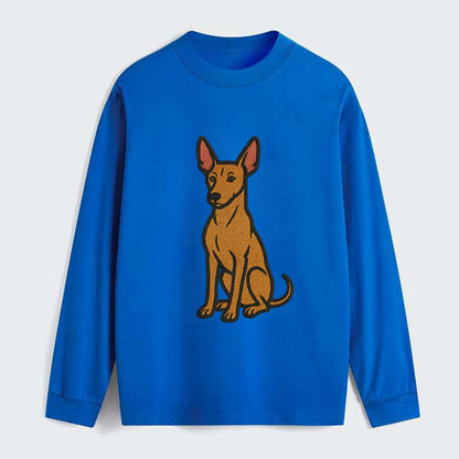 Pharaoh Hound - Tan colored embroidered pose - Classic Long Sleeve Shirt - Blue
