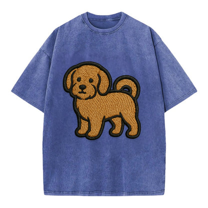 Havanese - Contemporary small dog design - Vintage T-shirt - Blue