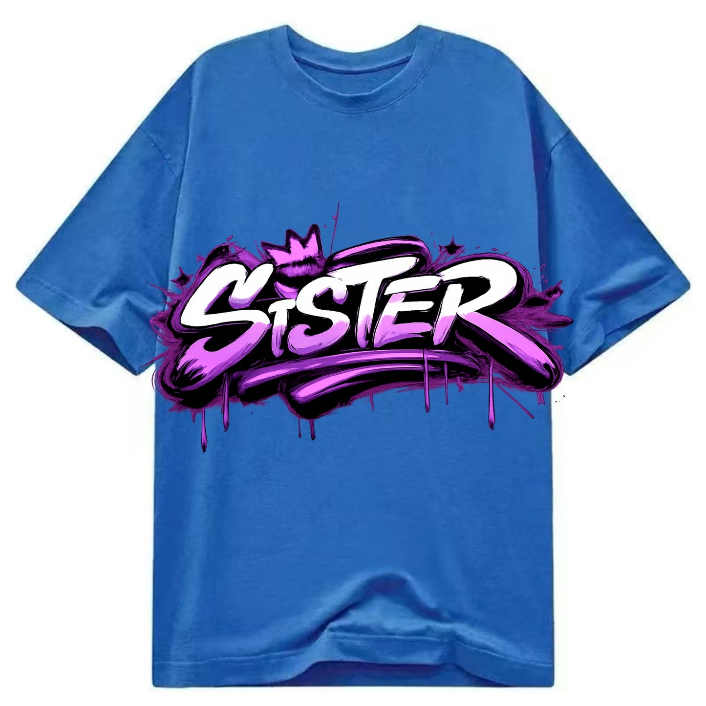 Bold typography design - "SISTER" - female bond, sisterhood - Classic T-shirt - Blue