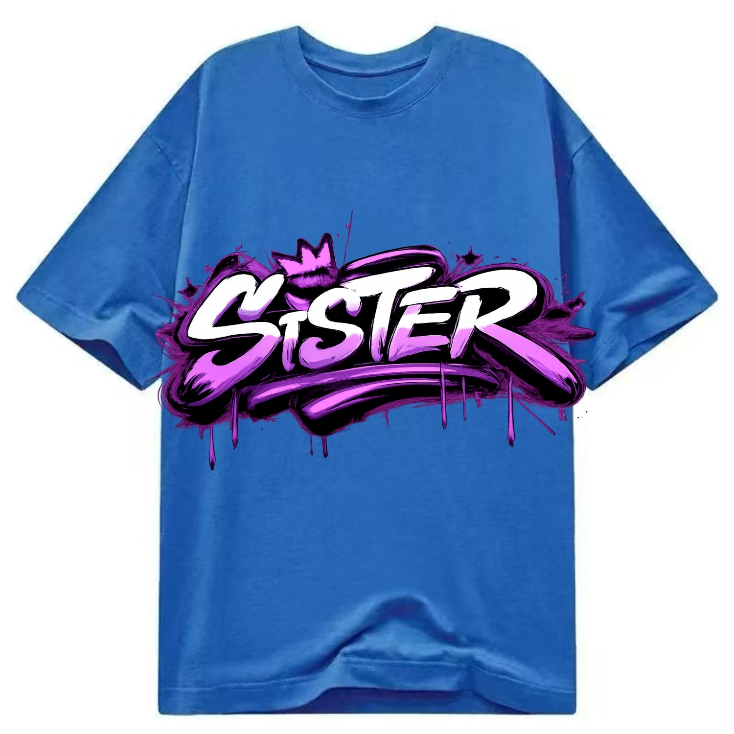 Bold typography design - "SISTER" - female bond, sisterhood - Classic T-shirt - Blue