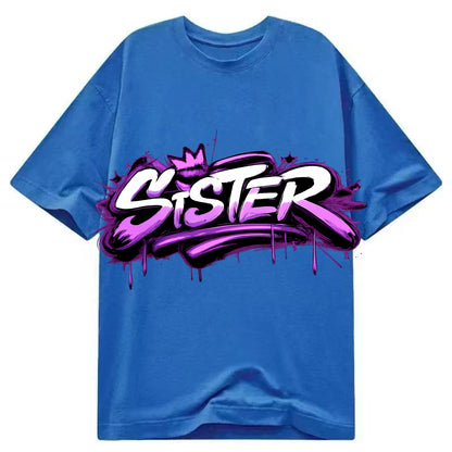 Bold typography design - "SISTER" - female bond, sisterhood - Classic T-shirt - Blue