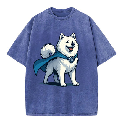 Samoyed Winter Hero  - Vintage T-shirt - Blue