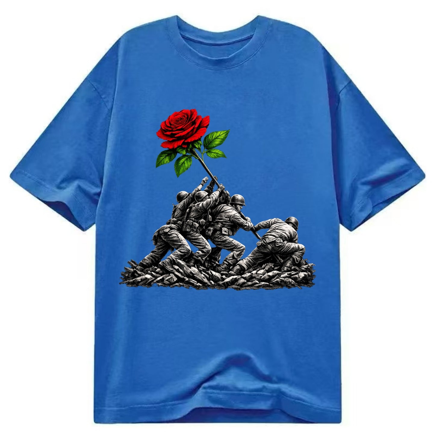 Iwo Jima Rose - Classic T-shirt - Blue