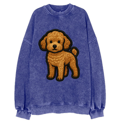 Toy Poodle - Trendy miniature design wit - Vintage Sweatshirt - Blue