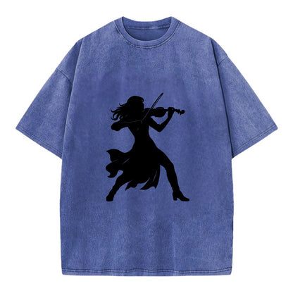 Violinist performing dramatic pose - Vintage T-shirt - Blue