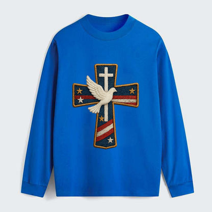 Dove and Cross  - Classic Long Sleeve Shirt - Blue