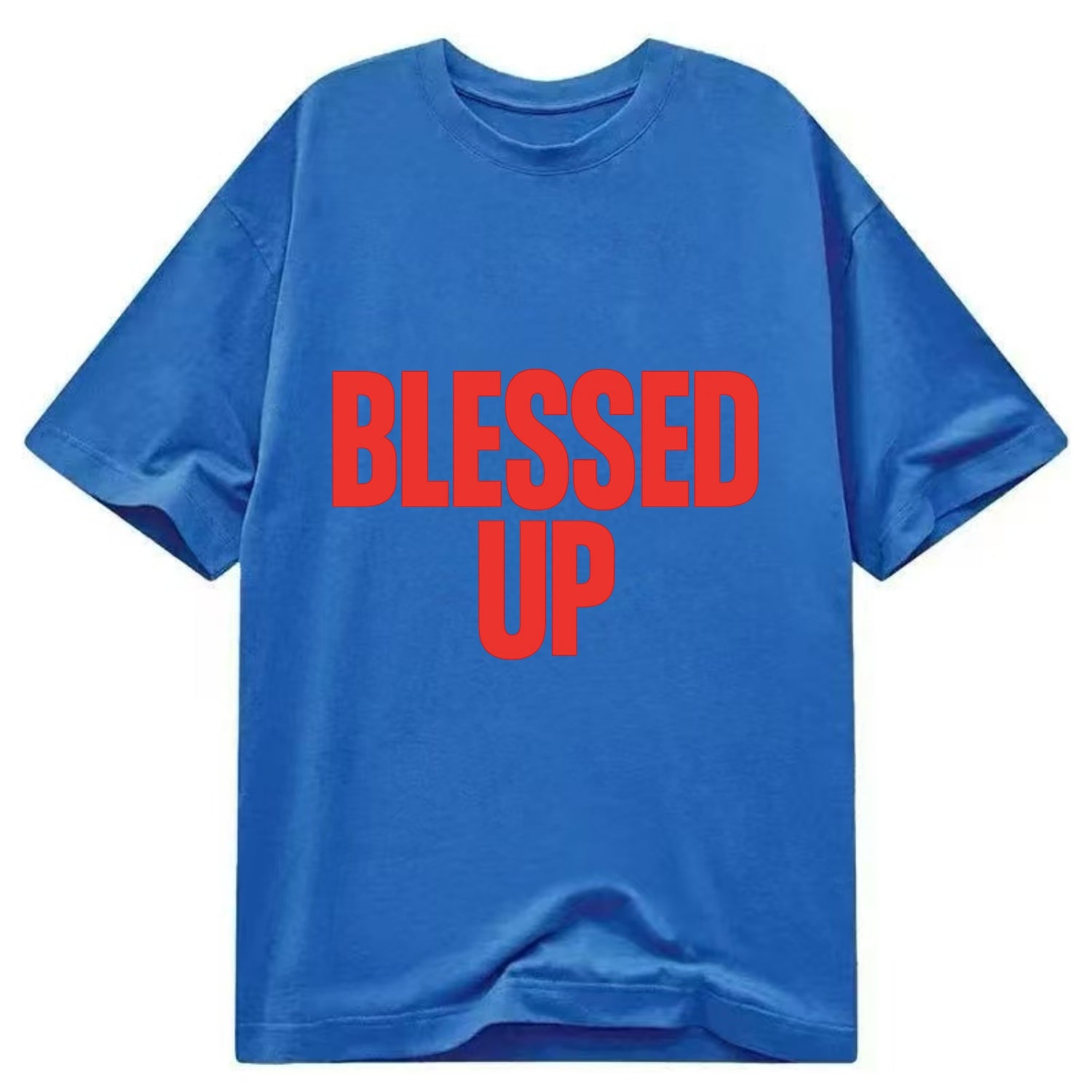 Bold typography design - "BLESSED UP" - recognizing fortune - Classic T-shirt - Blue