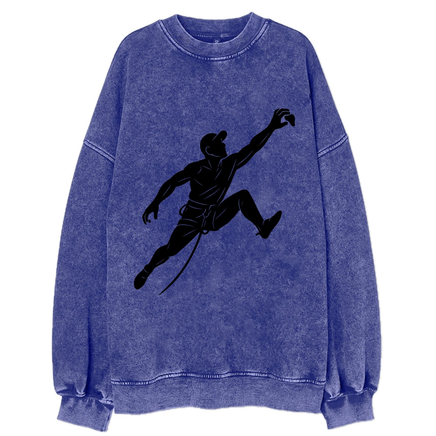 Rock wall climber reaching hold - Vintage Sweatshirt - Blue