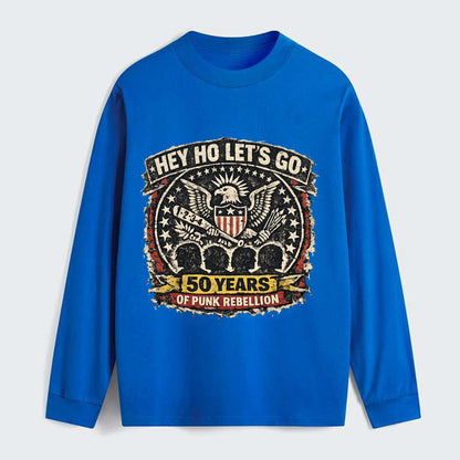 RAMONES LEGACY | Hey Ho Let's Go typography | Presidential seal parody - Classic Long Sleeve Shirt - Blue