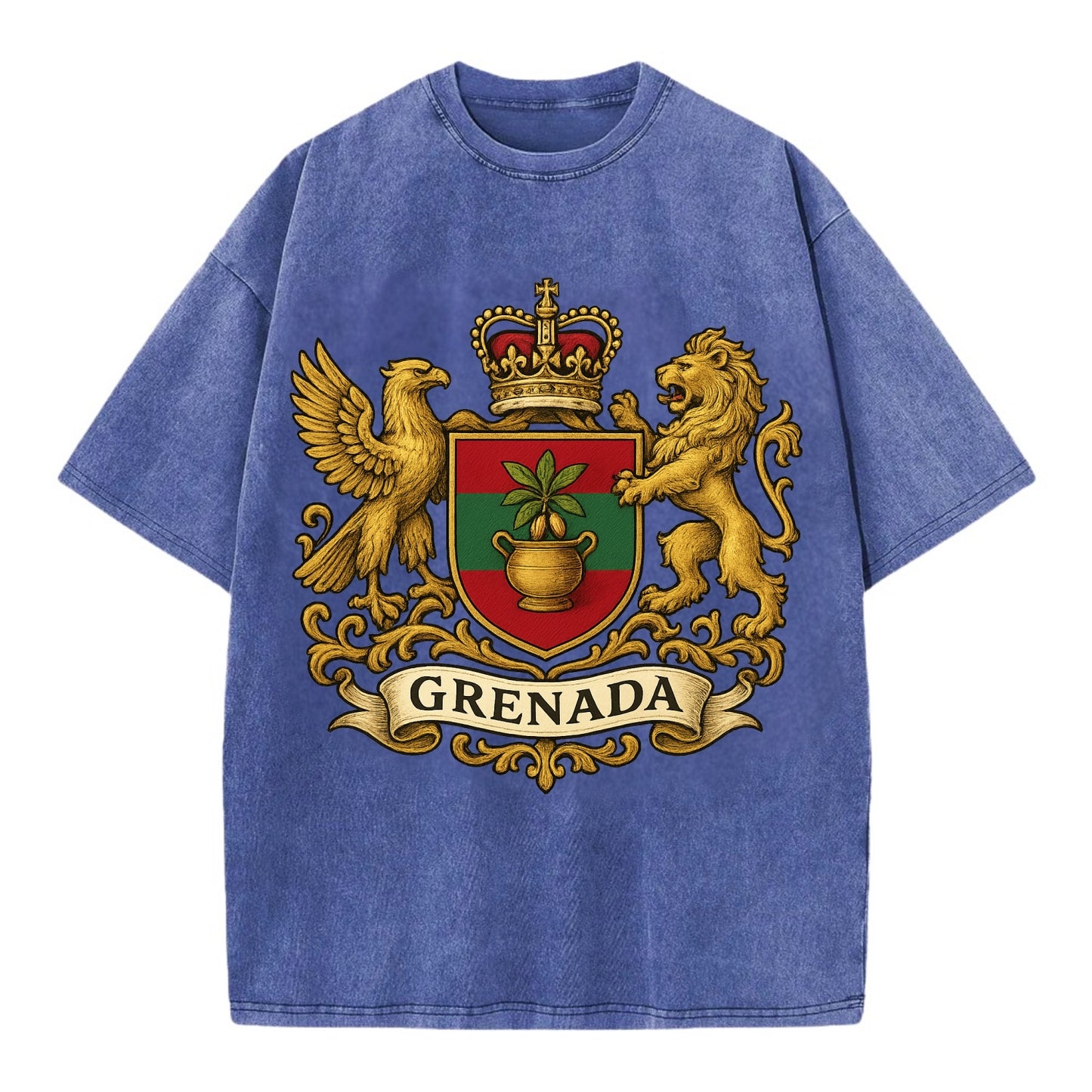 Grenada Heritage Badge  - Vintage T-shirt - Blue