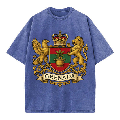 Grenada Heritage Badge  - Vintage T-shirt - Blue