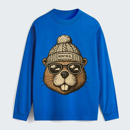 Montreal Beaver wearing Montreal beanie - Classic Long Sleeve Shirt - Blue