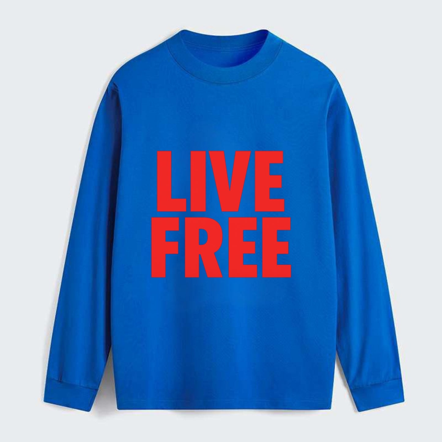 Bold typography design - "LIVE FREE" - unrestricted living - Classic Long Sleeve Shirt - Blue