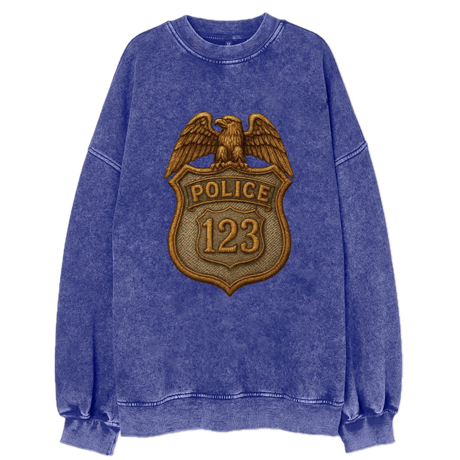 Police Badge  - Vintage Sweatshirt - Blue