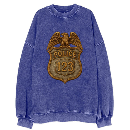 Police Badge  - Vintage Sweatshirt - Blue