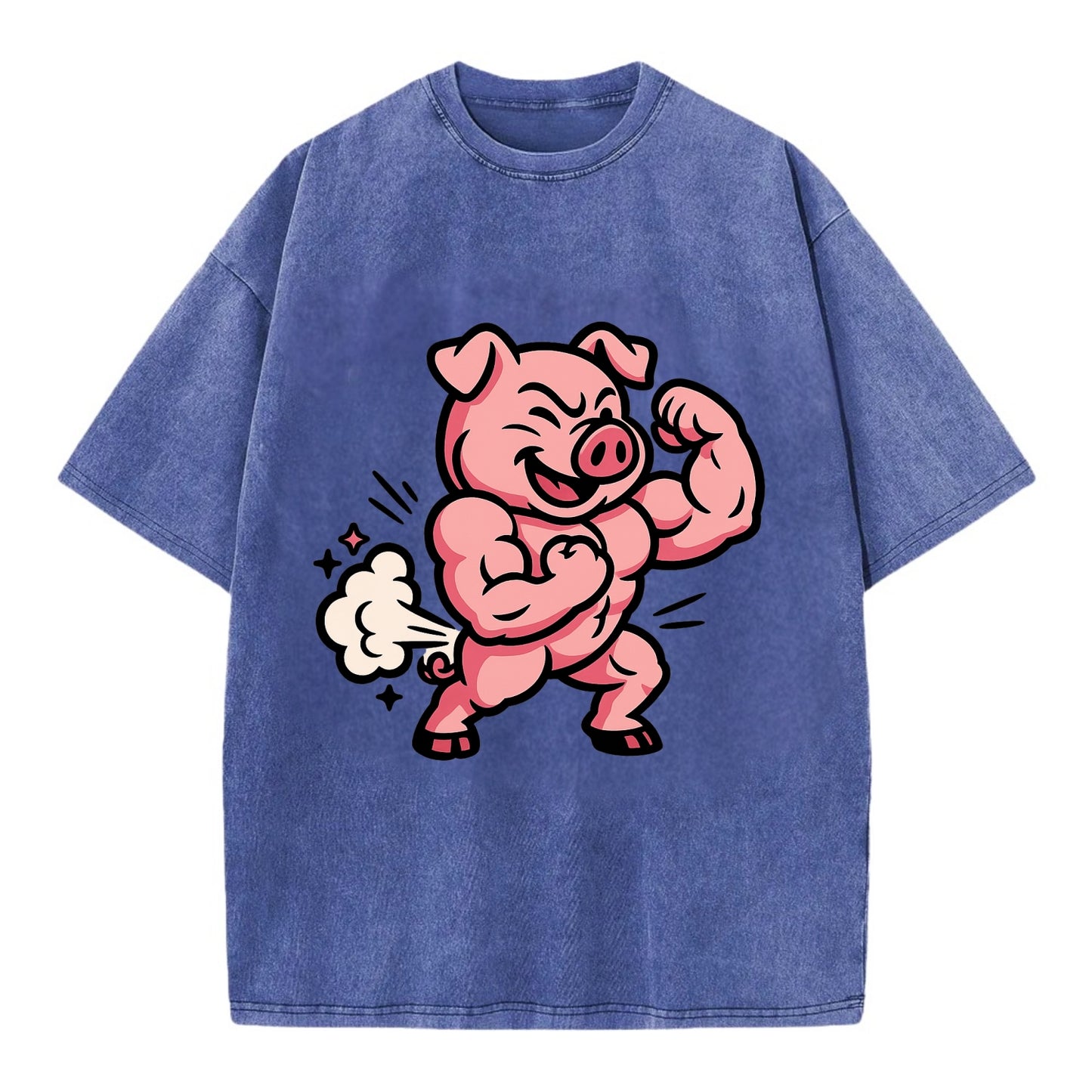 Strong Pig - Vintage T-shirt - Blue