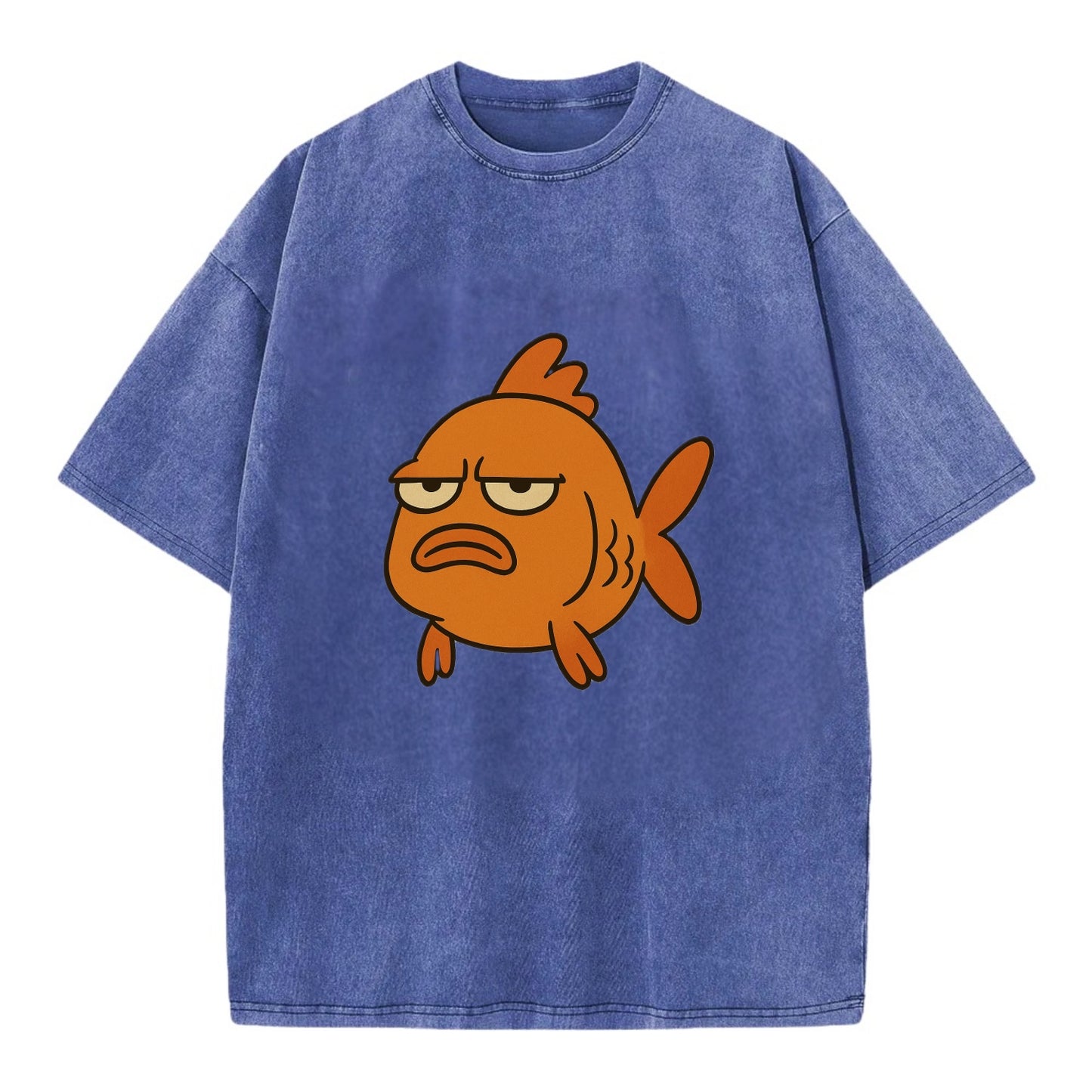 The Goldfish Judging Silently - Vintage T-shirt - Blue