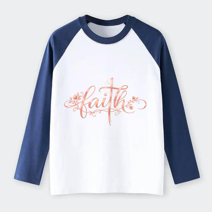 Faith - Raglan Long Sleeve T-Shirt - Blue