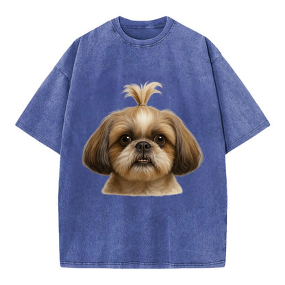 Shih Tzu  - Vintage T-shirt - Blue