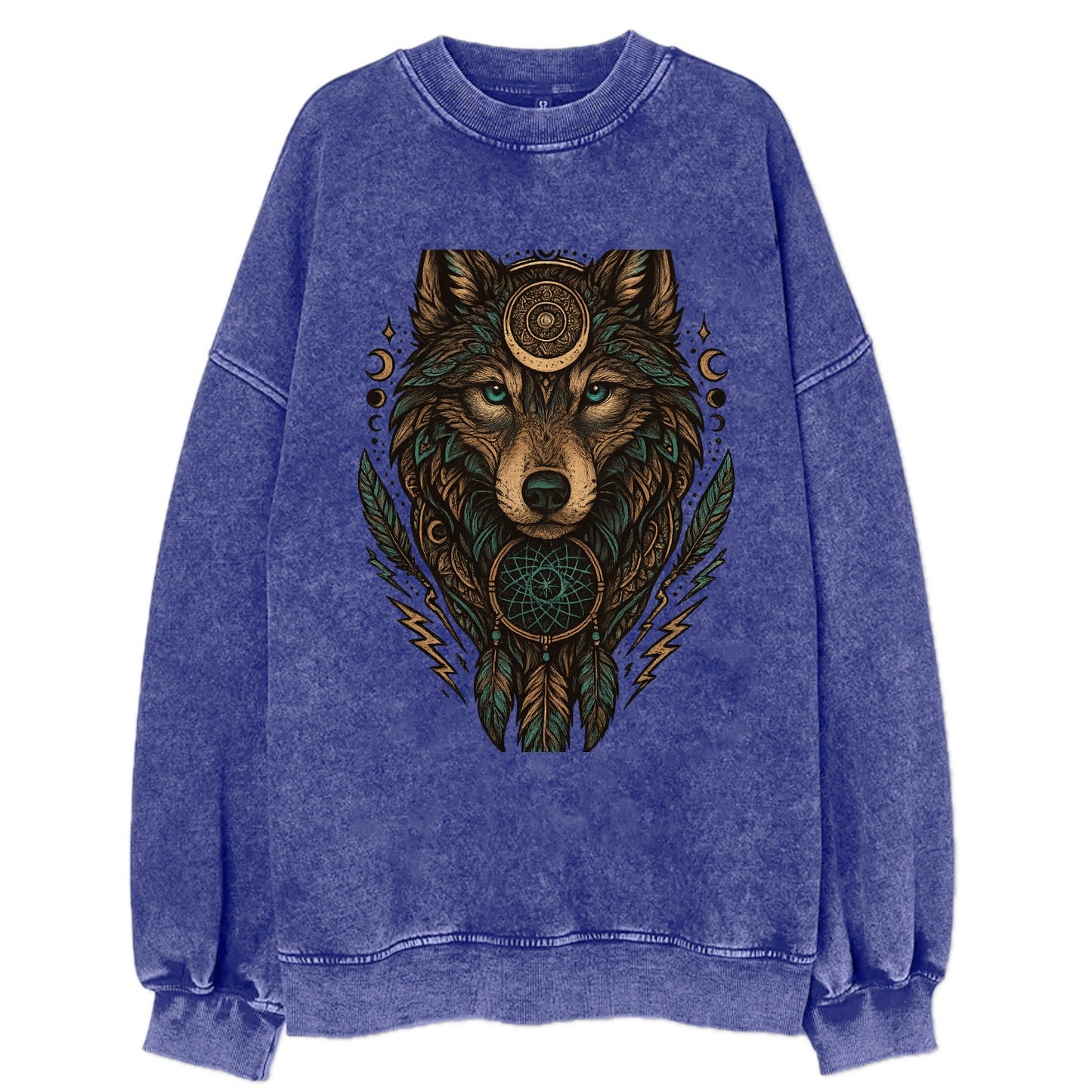 Storm Wolf Thunder  - Vintage Sweatshirt - Blue