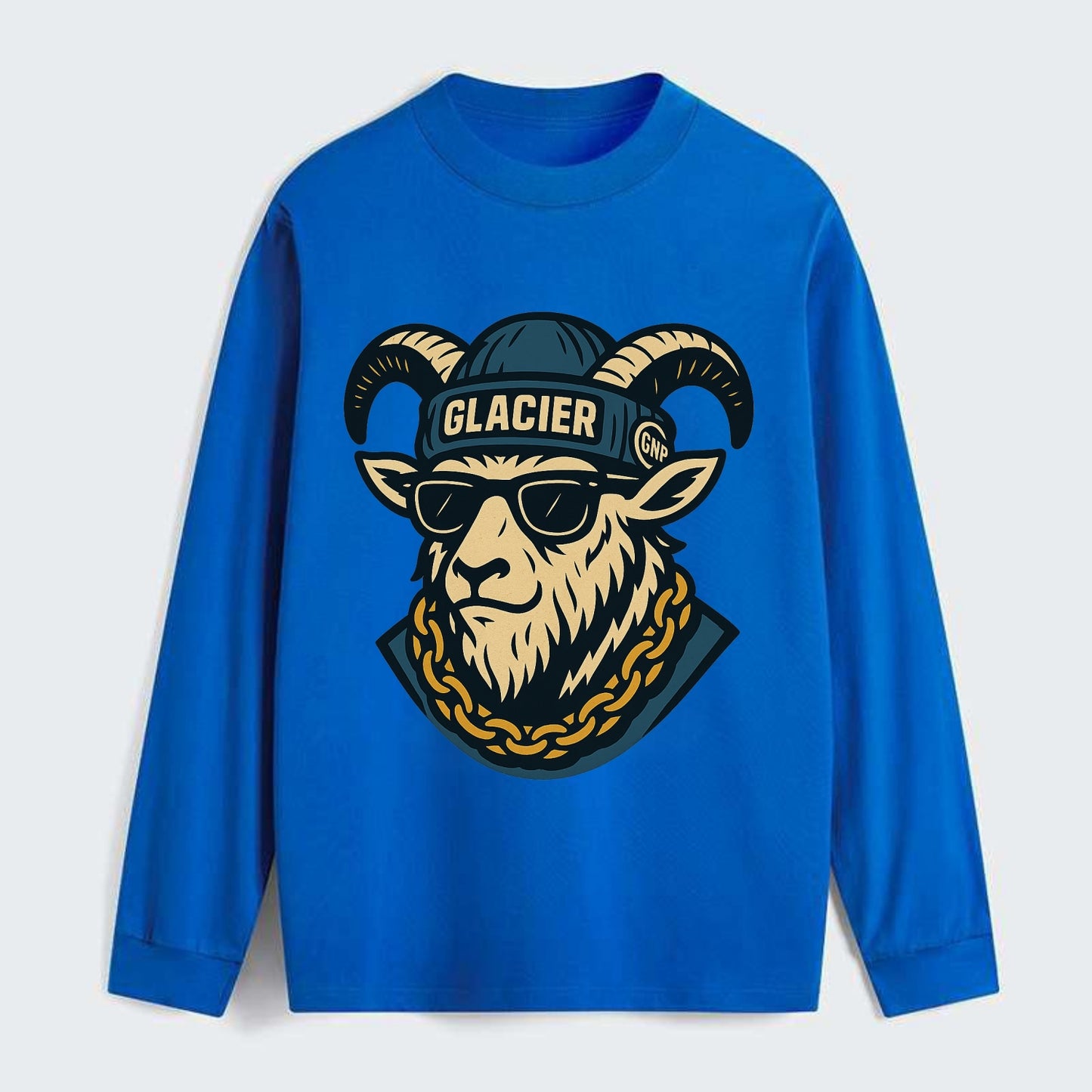 Glacier Mountain Goat - Classic Long Sleeve Shirt - Blue