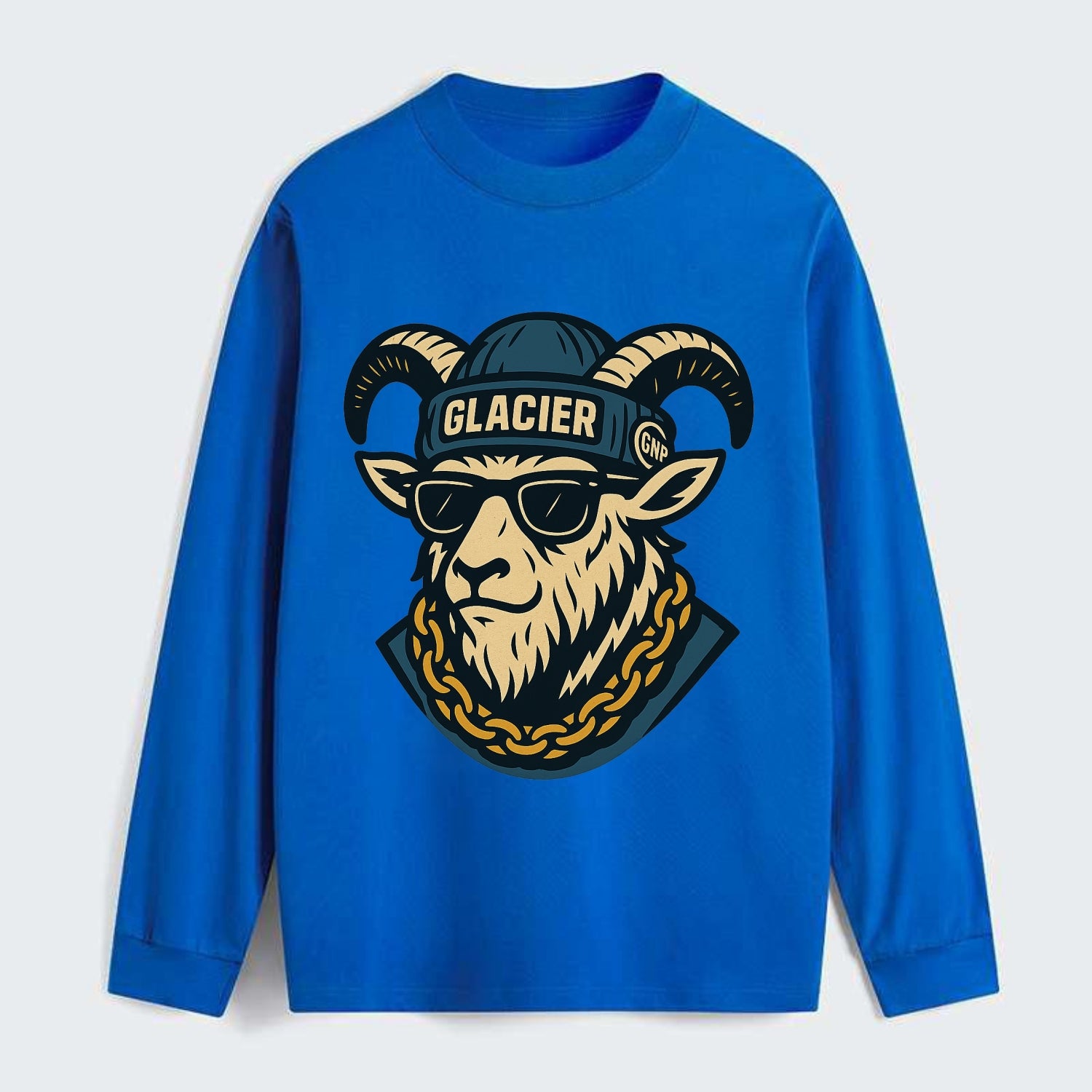 Glacier Mountain Goat - Classic Long Sleeve Shirt - Blue