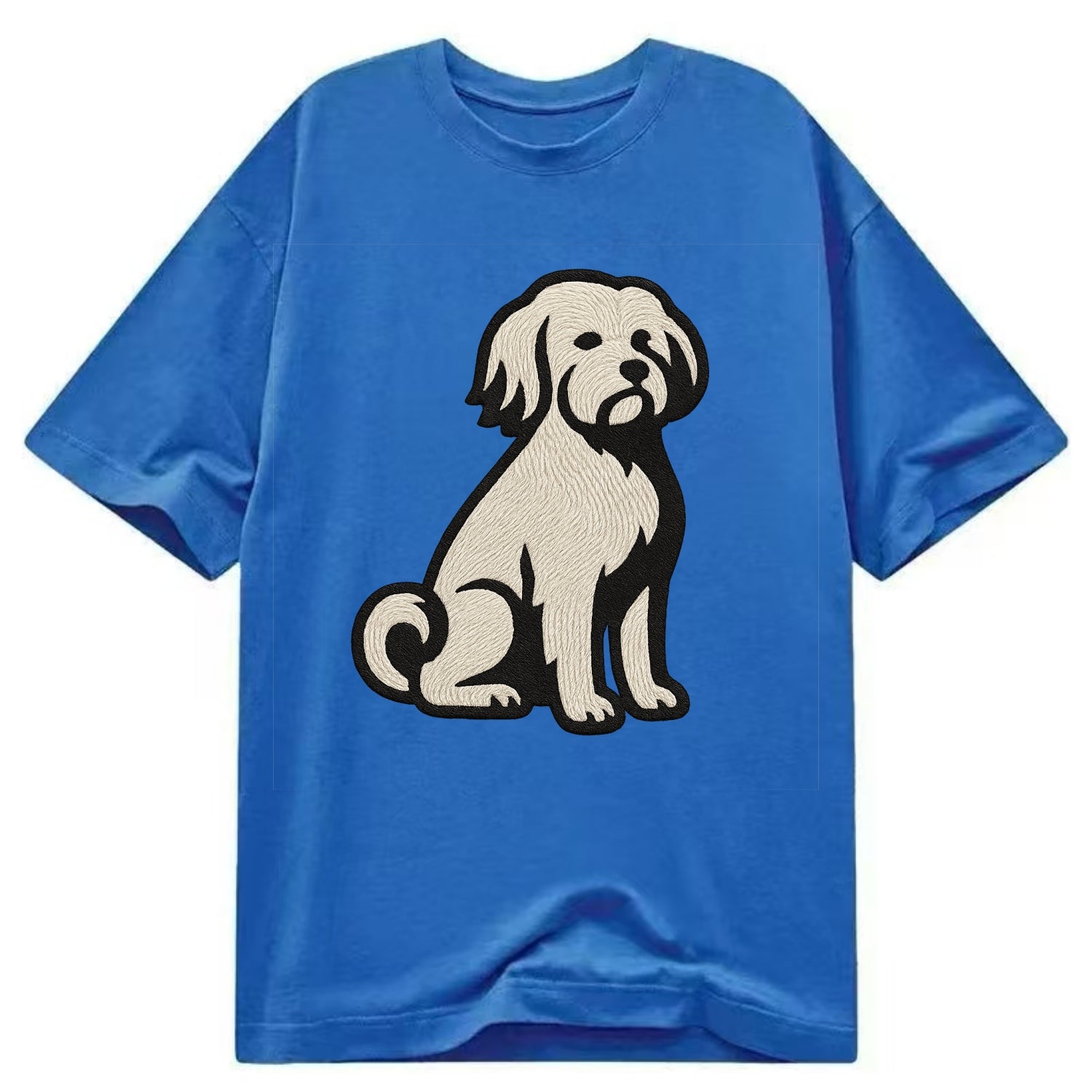 Löwchen - Little Lion Dog white embroide - Classic T-shirt - Blue