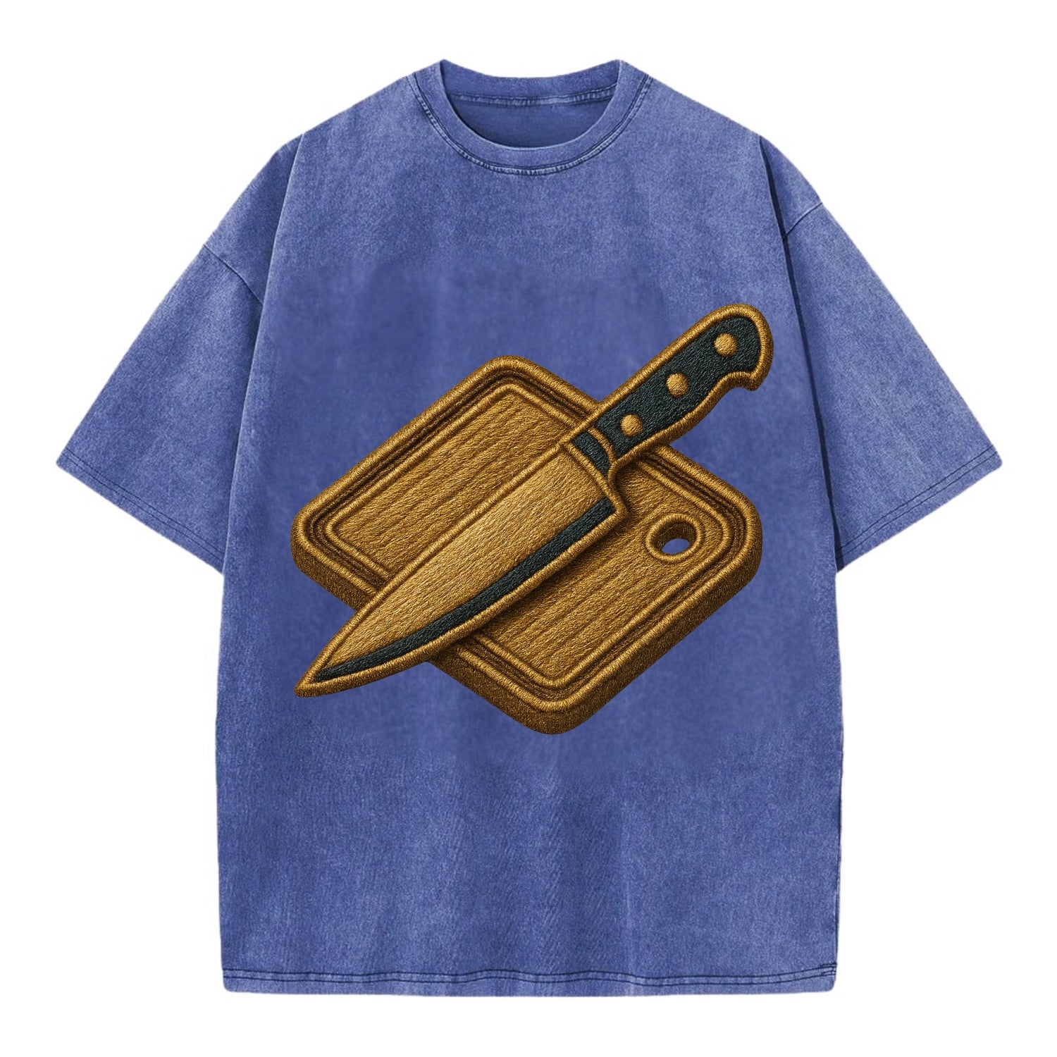 Chef knife with cutting board - culinary enthusiast - Vintage T-shirt - Blue