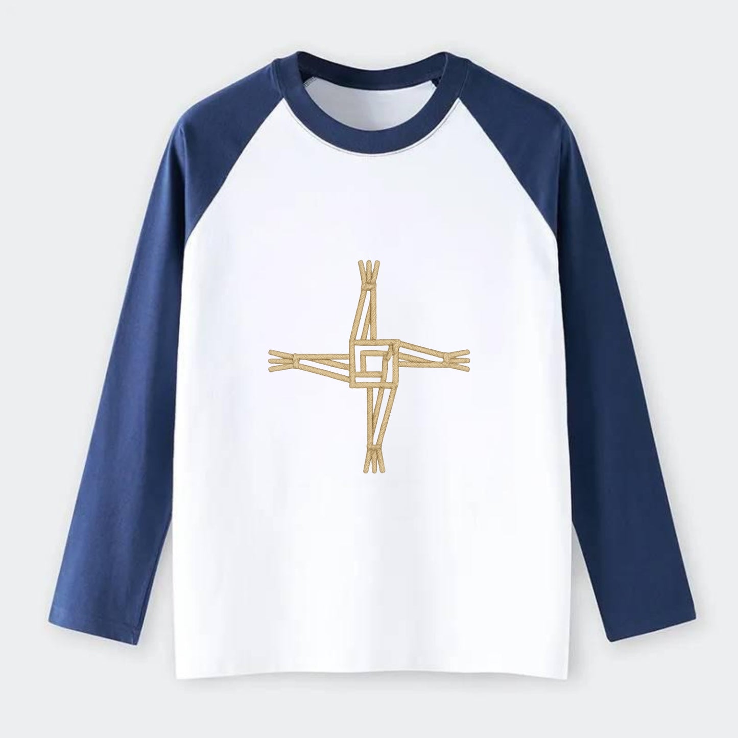Saint Brigid's Cross  - Raglan Long Sleeve T-Shirt - Blue
