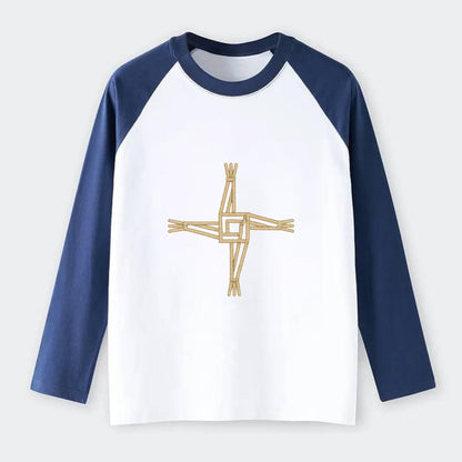 Saint Brigid's Cross  - Raglan Long Sleeve T-Shirt - Blue