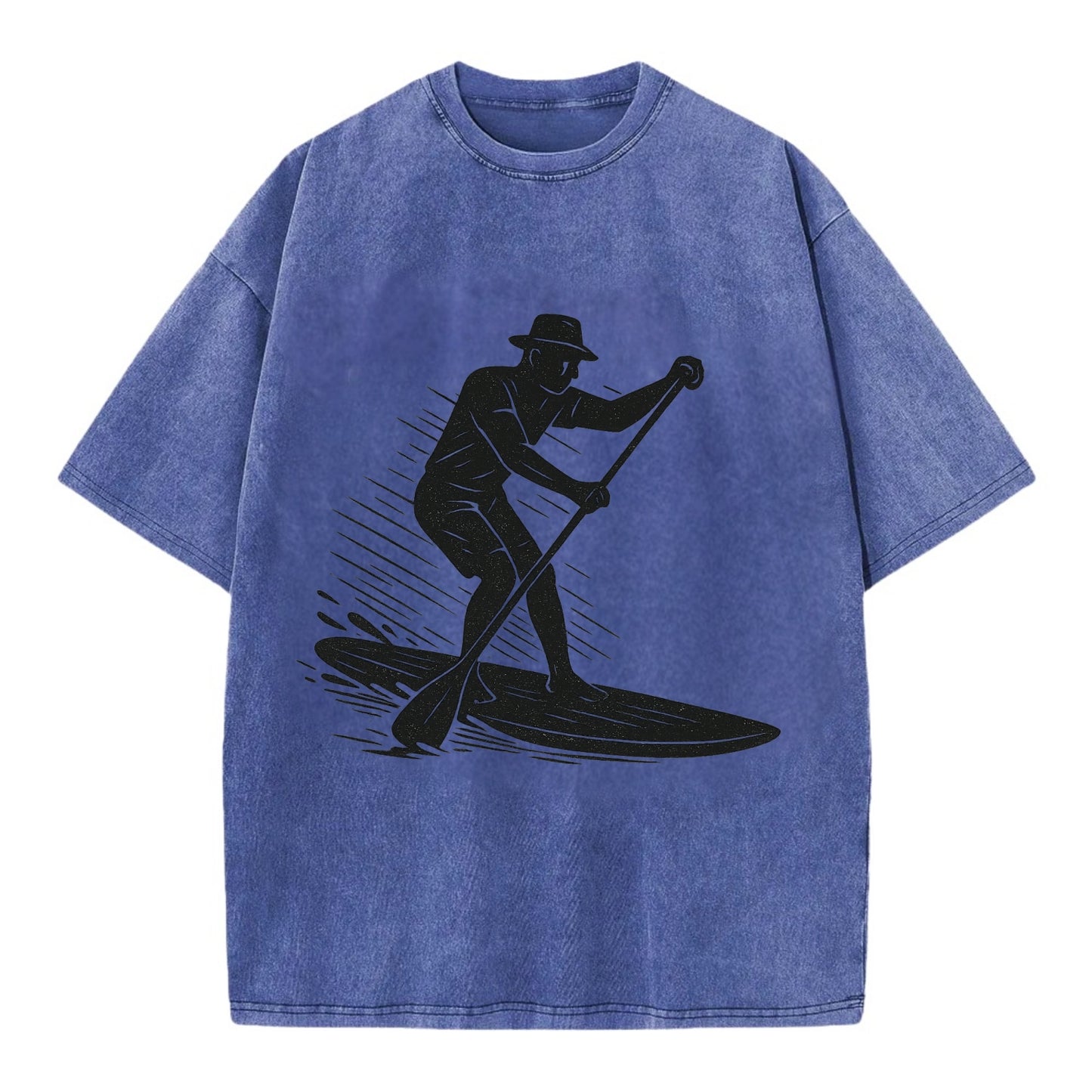 Stand-up paddleboarder on calm water - Vintage T-shirt - Blue