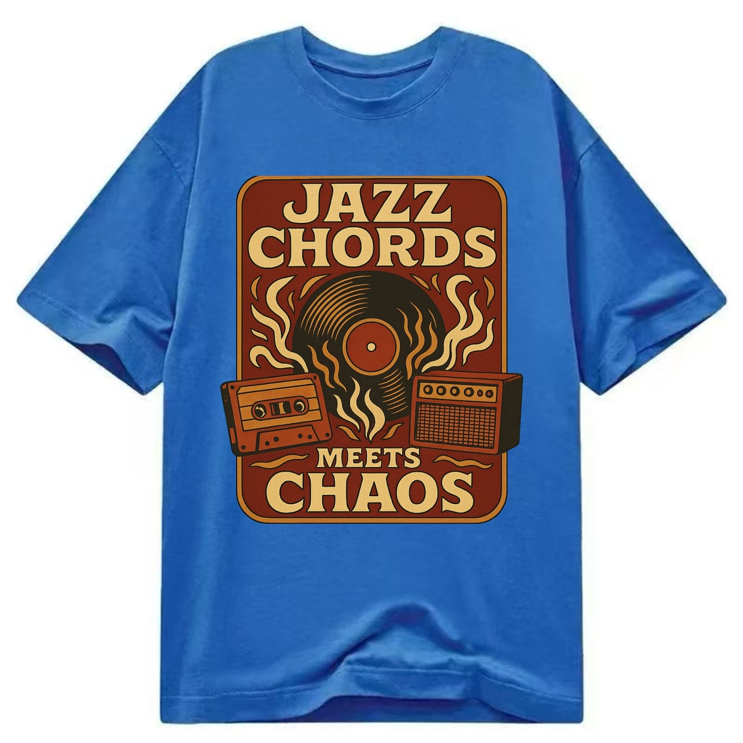 Jazz chords with hyperpop energy - "Jazz Meets Chaos" - unexpected fusion - Classic T-shirt - Blue