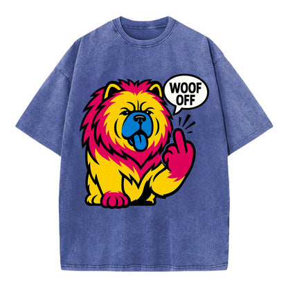 Chow Chow with lion mane and blue-black tongue, fluffy dignified paw up with sass - Vintage T-shirt - Blue