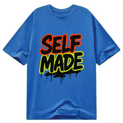 Bold typography design - "SELF MADE" - built from nothing, earned success - Classic T-shirt - Blue