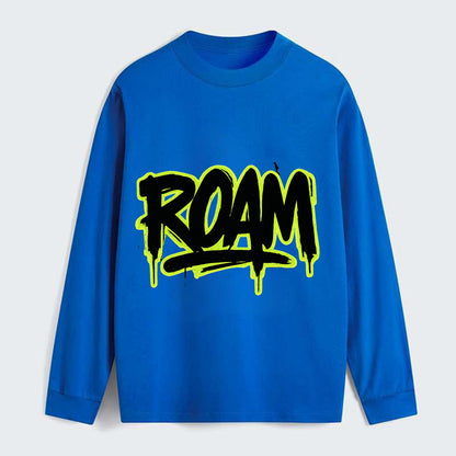 Bold typography design - "ROAM" - wander freely, no destination needed - Classic Long Sleeve Shirt - Blue