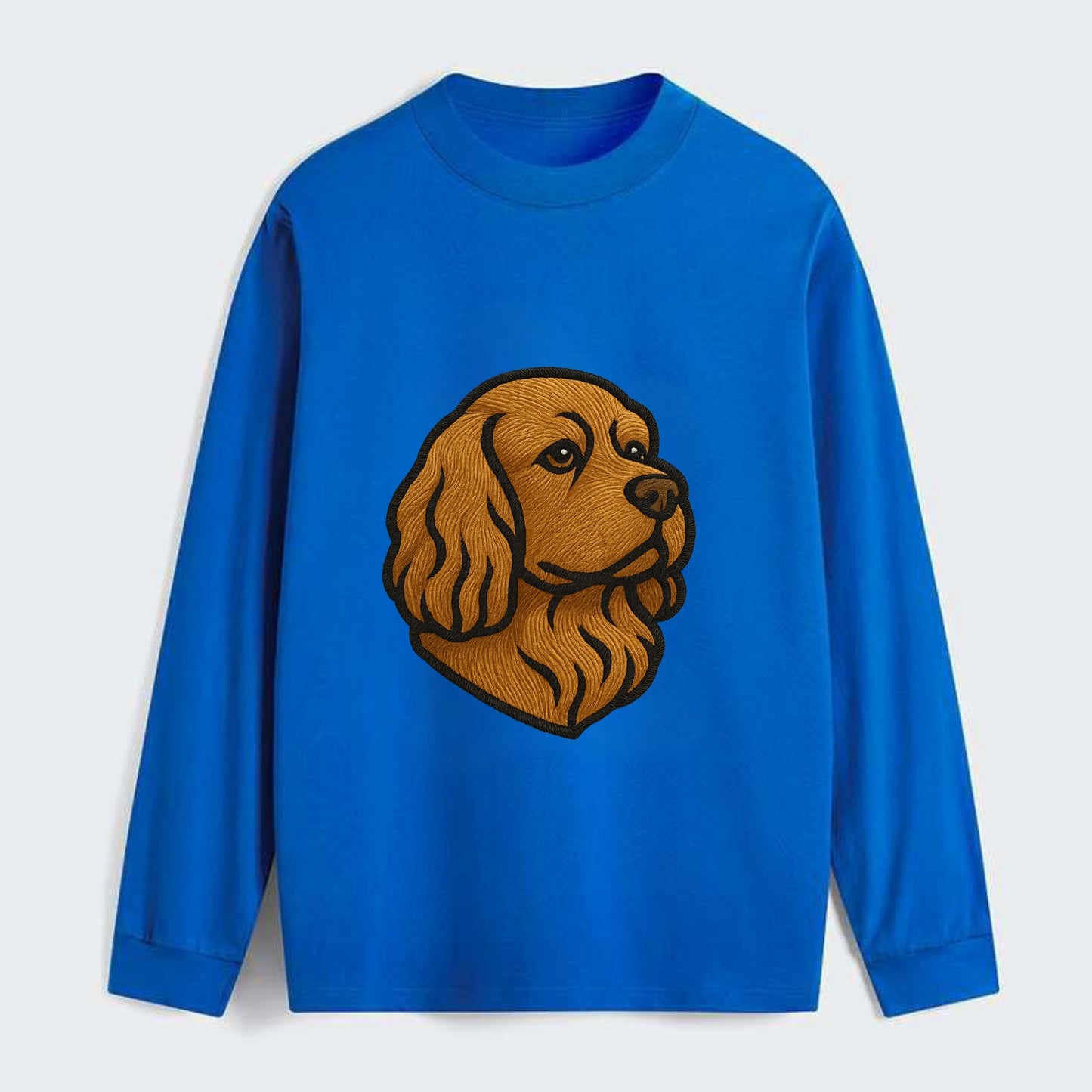 Sussex Spaniel - Golden liver embroidered low-set design - Classic Long Sleeve Shirt - Blue