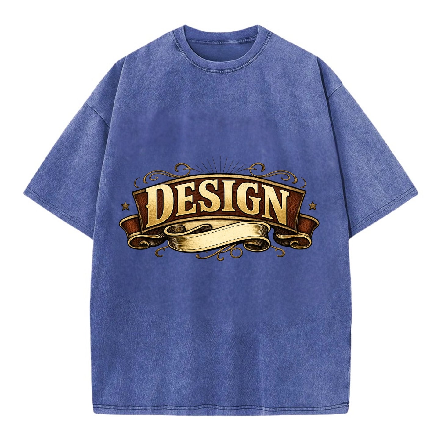 Bold typography design - "DESIGN" - intentional creation, aesthetic planning - Vintage T-shirt - Blue