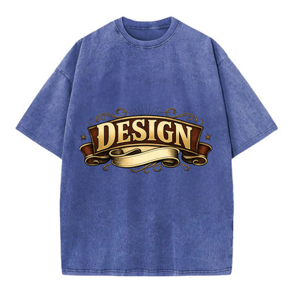 Bold typography design - "DESIGN" - intentional creation, aesthetic planning - Vintage T-shirt - Blue