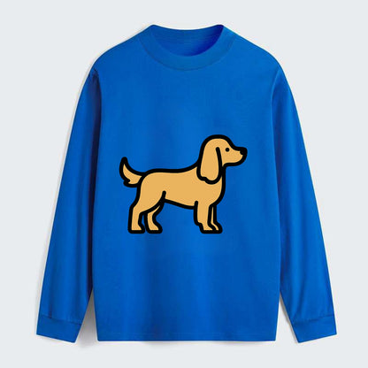 Cocker Spaniel - Golden colored flat side profile - Classic Long Sleeve Shirt - Blue