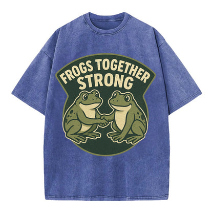 Frogs Together Strong 3 - Vintage T-shirt - Blue