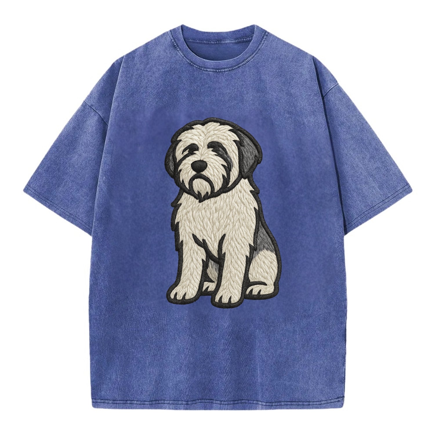 Polish Lowland Sheepdog - White and gray - Vintage T-shirt - Blue