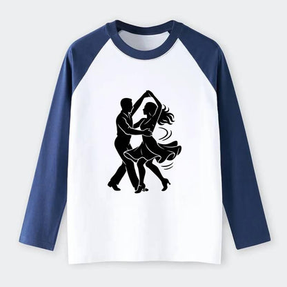 Salsa dancers spinning turn - Raglan Long Sleeve T-Shirt - Blue